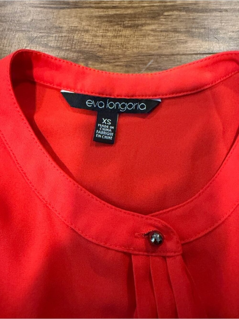 🌼4/$13 - Women's Red Ruffle-Front Button Blouse - Picture 3 of 4